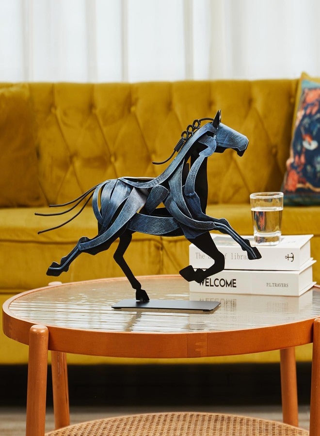 SunBlogs Art Running Horse Statue & Sculpture - Unique Rustic Handmade Metal Horse Figurine for Home Decor & Gifts (Blue) - Image 4